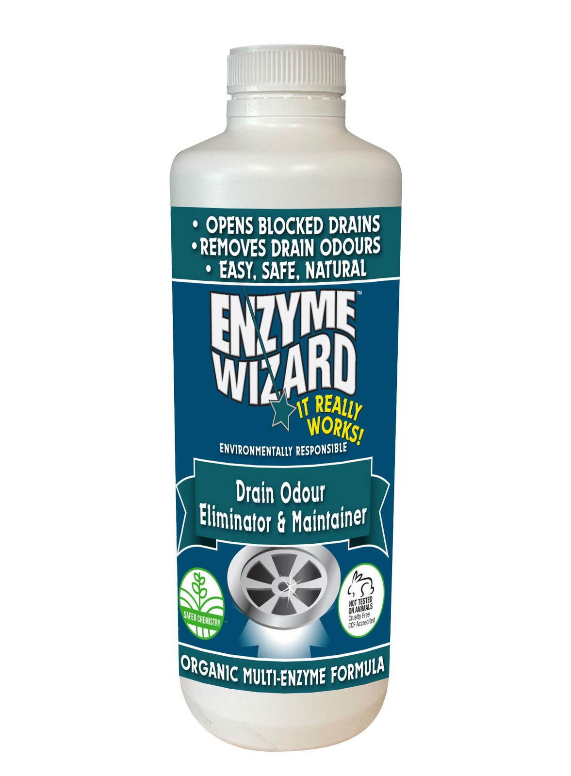 ENZYME WIZARD EWDO1L 1L Liquid Drain Odour Eliminator Sink/Drain Cleaner