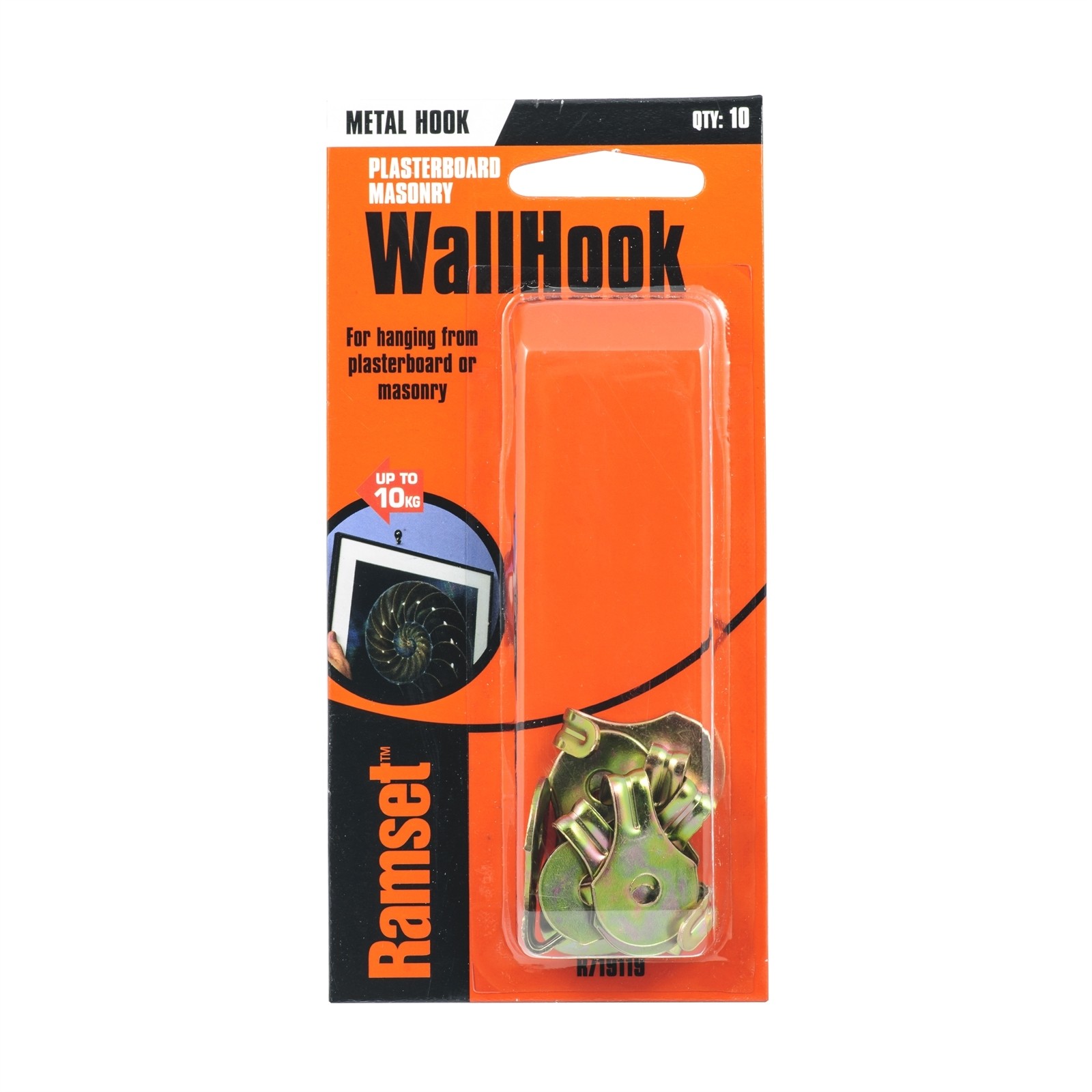 Ramset 6mm Plasterboard Masonry Wall Hook - 5 pieces