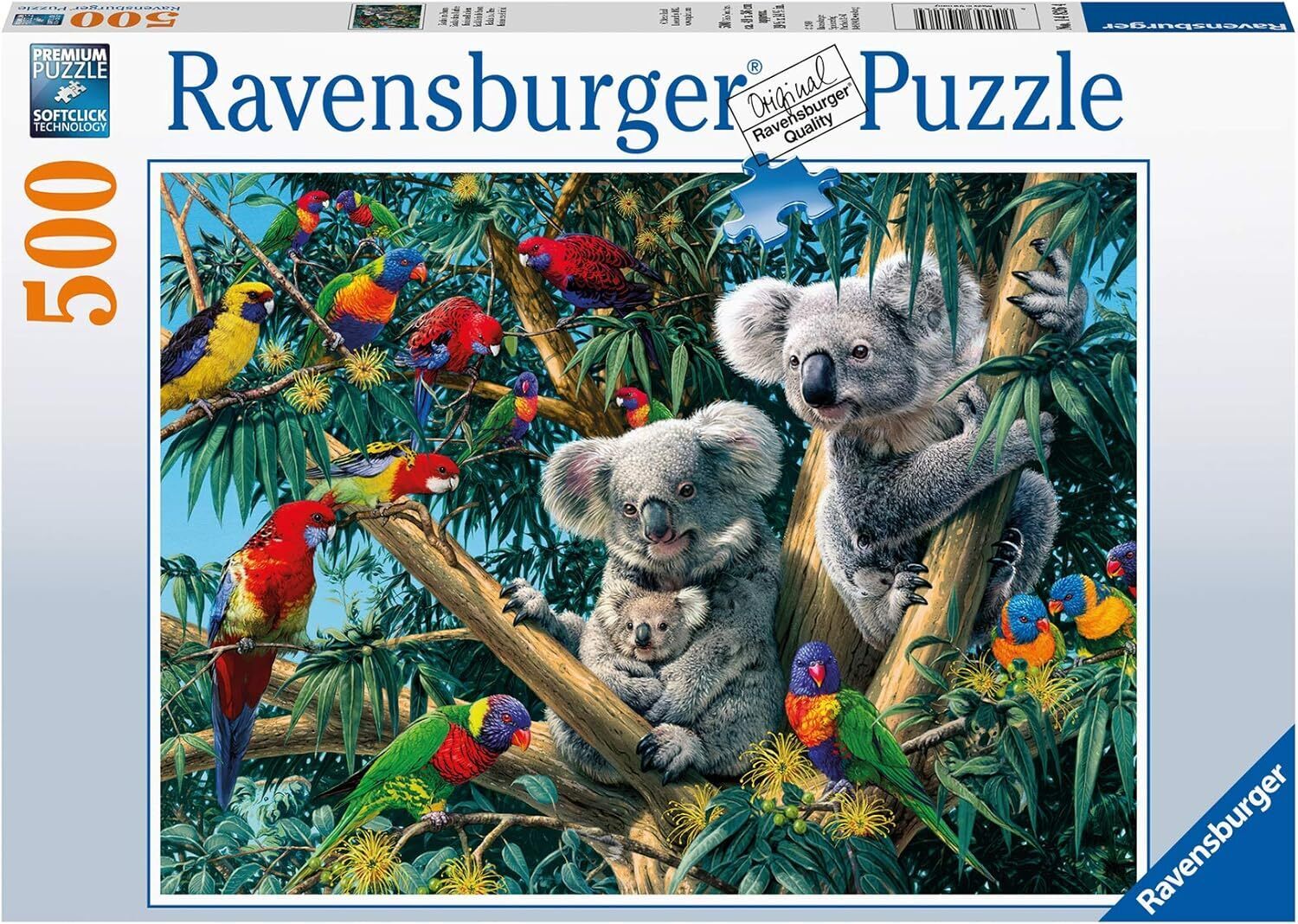 Ravensburger 500pc Koalas In Tree Family Jigsaw Puzzle Animals Cardboard