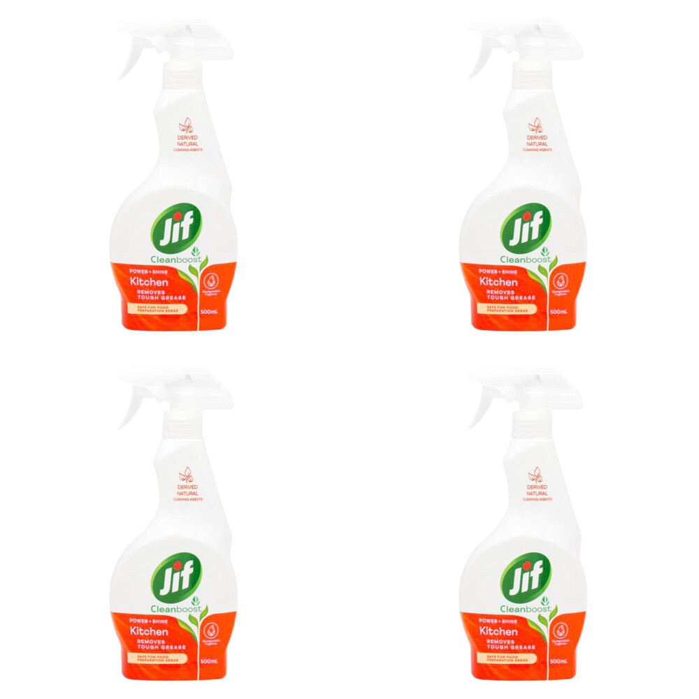 4x Jif Power & Shine All Purpose Kitchen Spray Grease Grime Cleaner 500ml