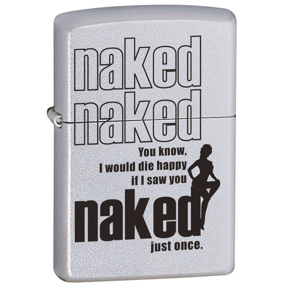 Zippo 65968 Naked Genuine Satin Chrome Finish Cigar Cigarette Pocket Lighter