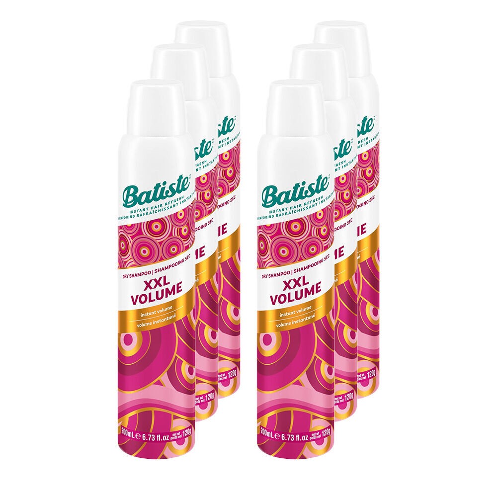 6pc Batiste Volumising Long Lasting Dry Shampoo 200ml XXL Volume Spray