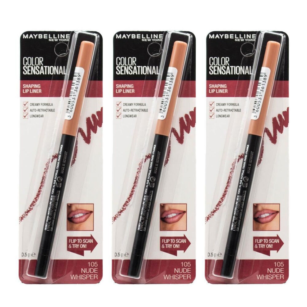 3PK Maybelline Colour Sensational Shaping Liner Pencil 0.5g Whisper 105 Matte