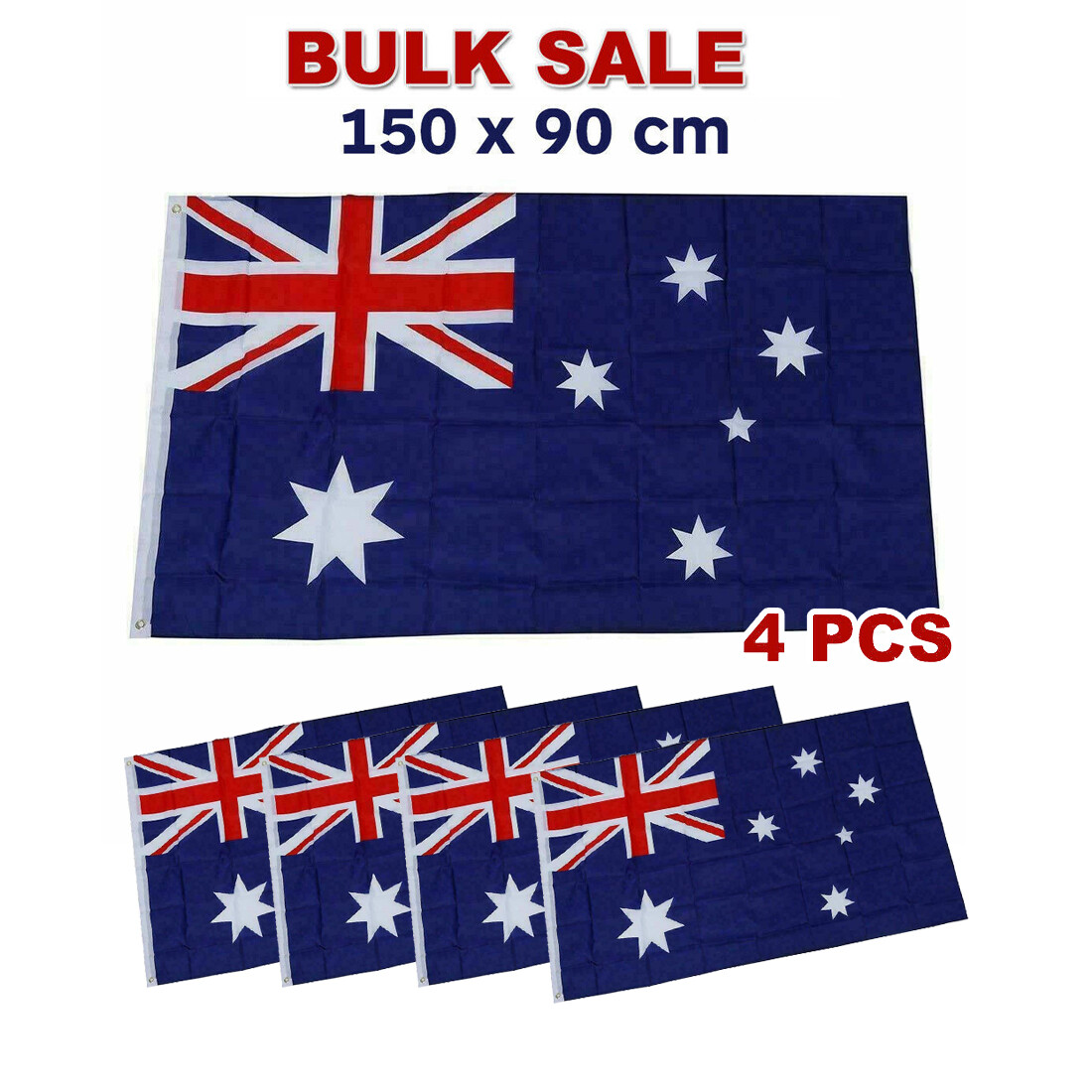 4PC Large Australian Aussie Flag 150cm x 90cm Heavy Duty Outdoor Polyester