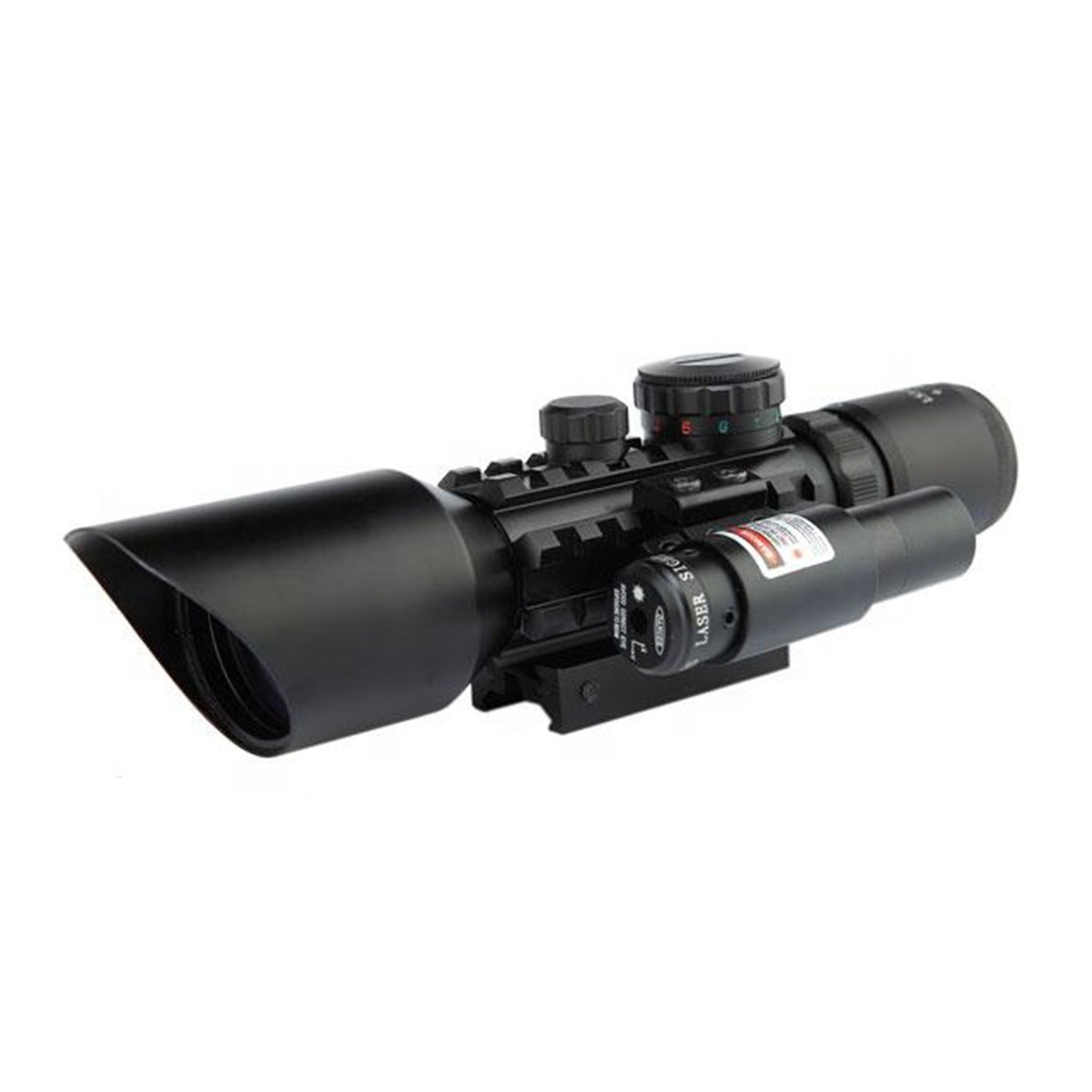3-10X42E M9 Riflescope 3MOA PCP Air Rifle Scope Red Laser Sight Black