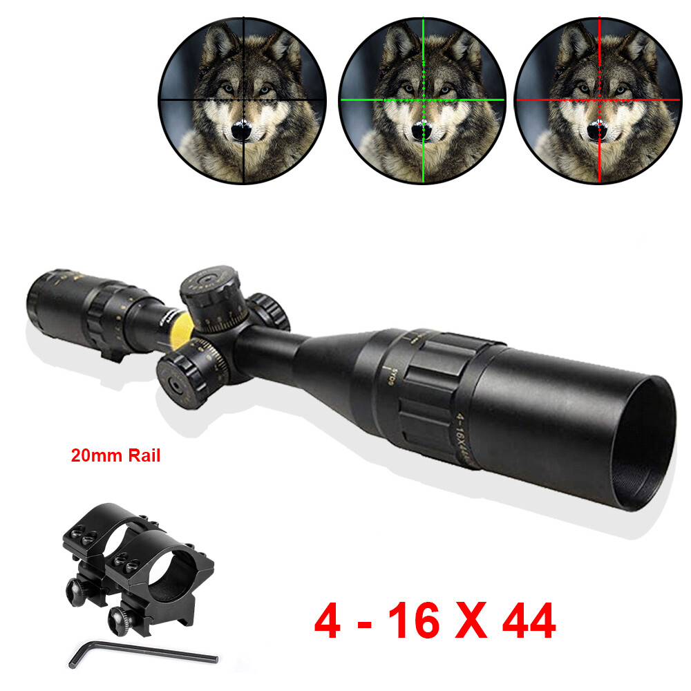 AOEYS 4-16x44 Hunting Rifle Scope 20mm Rail Integrated Sunshade Lock Ring