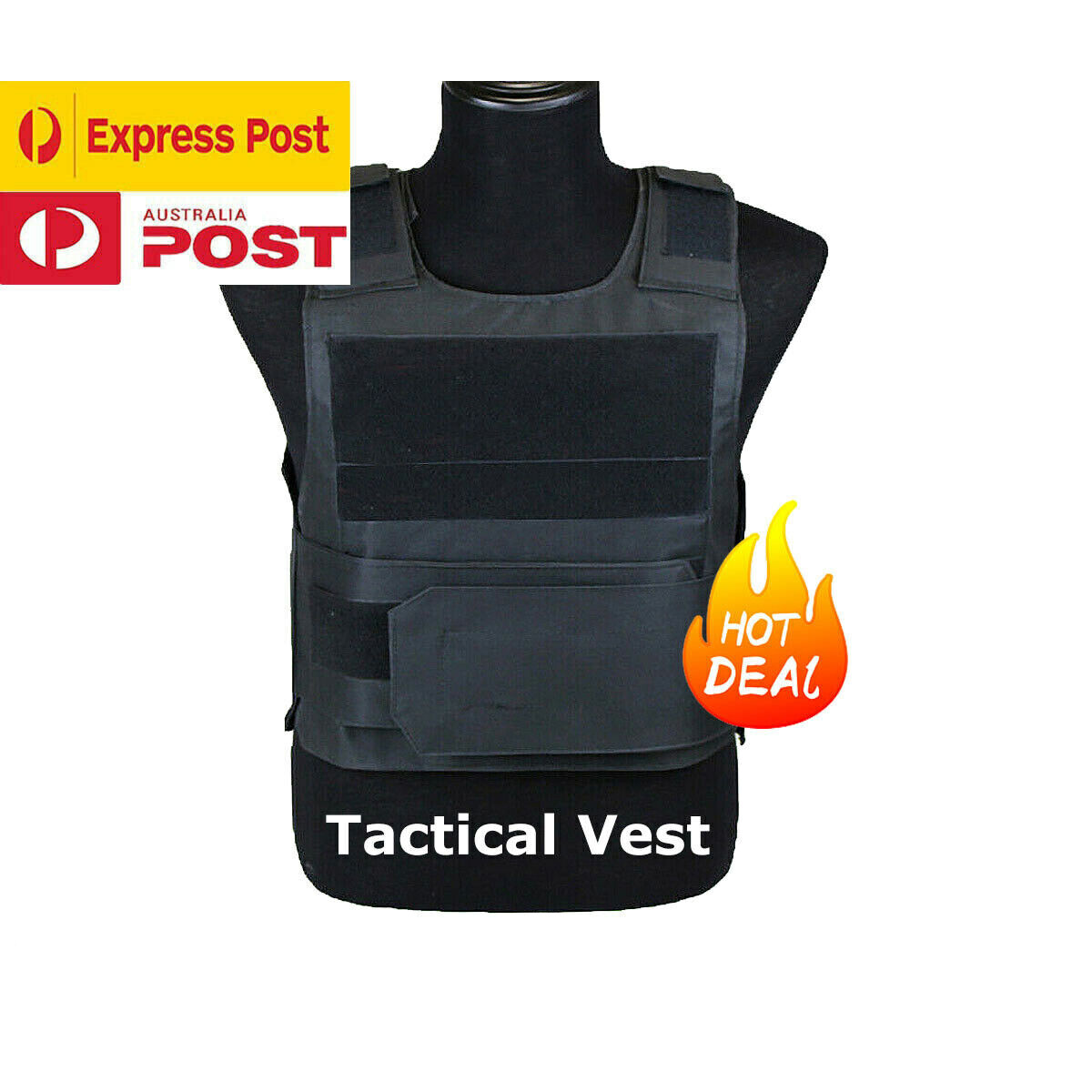 Protective Tactical Vest Black Adjustable Molle Hunting Defence Unisex Adults