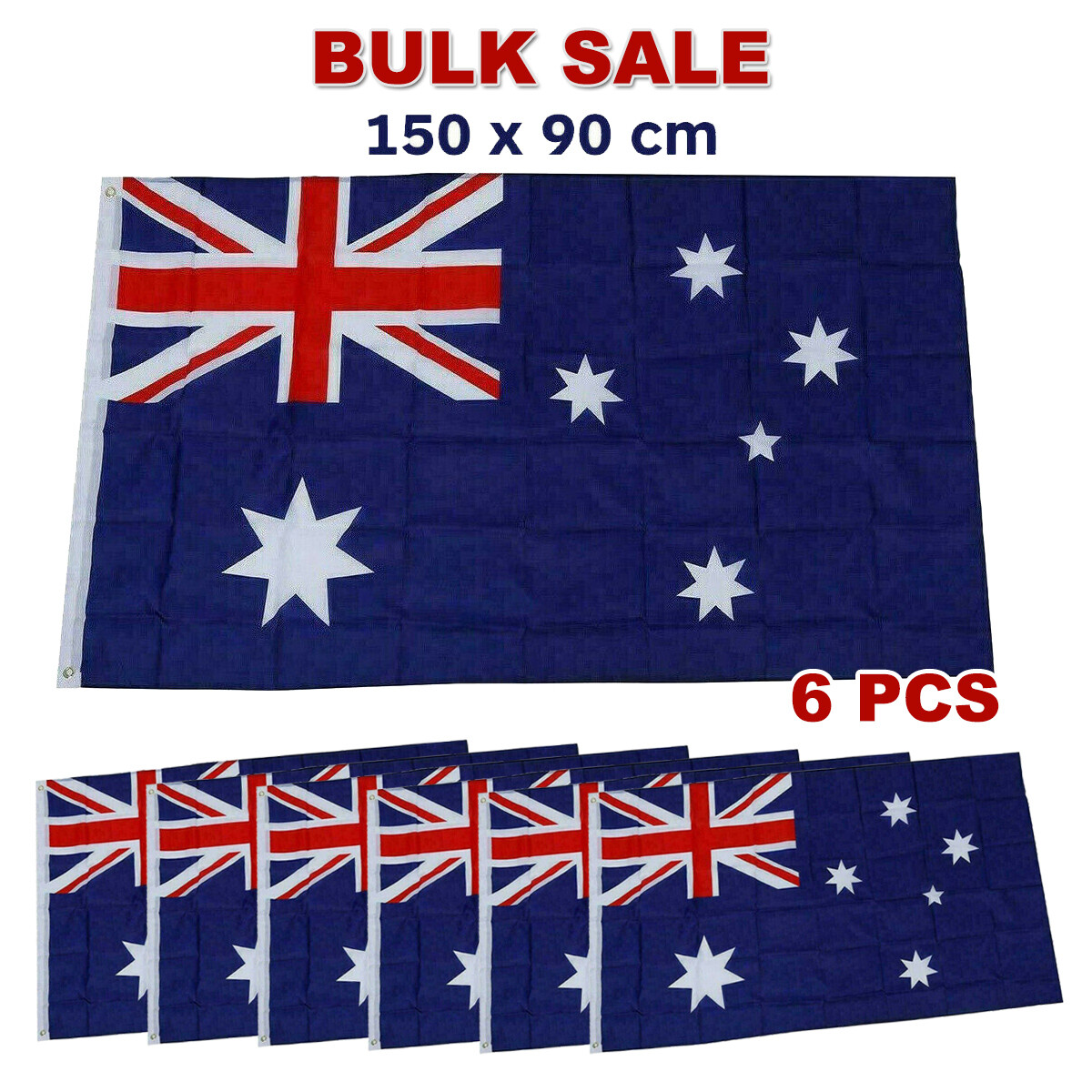 6PC Large Australian Aussie Flag 150cm x 90cm Polyester Heavy Duty ANZAC