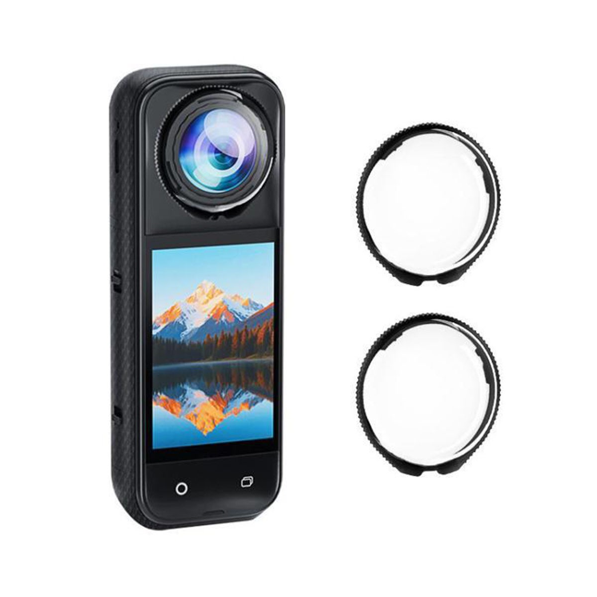 Insta360 X5 Rotating Optical Tempered Glass Lens Guard Protective Cover Black