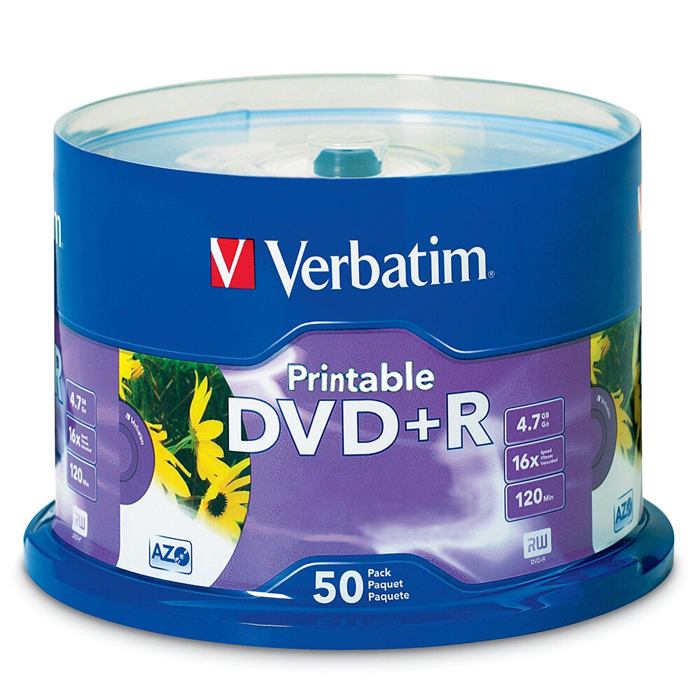 50PK Verbatim 95136 DVD R 4.7GB 16x Printable White Inkjet Blank Disc Media