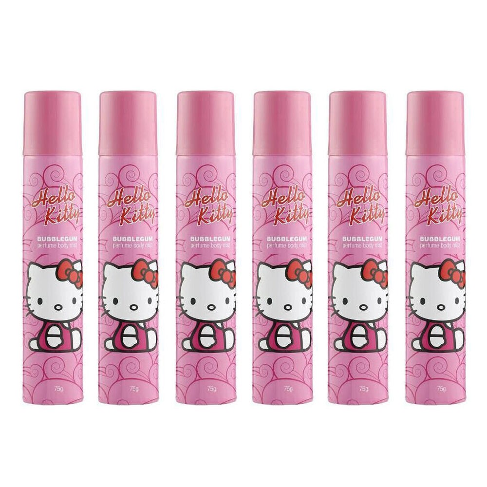 6PK Hello Kitty Kids Body Mist Spray Bubblegum 75g Fresh Daily Fragrance