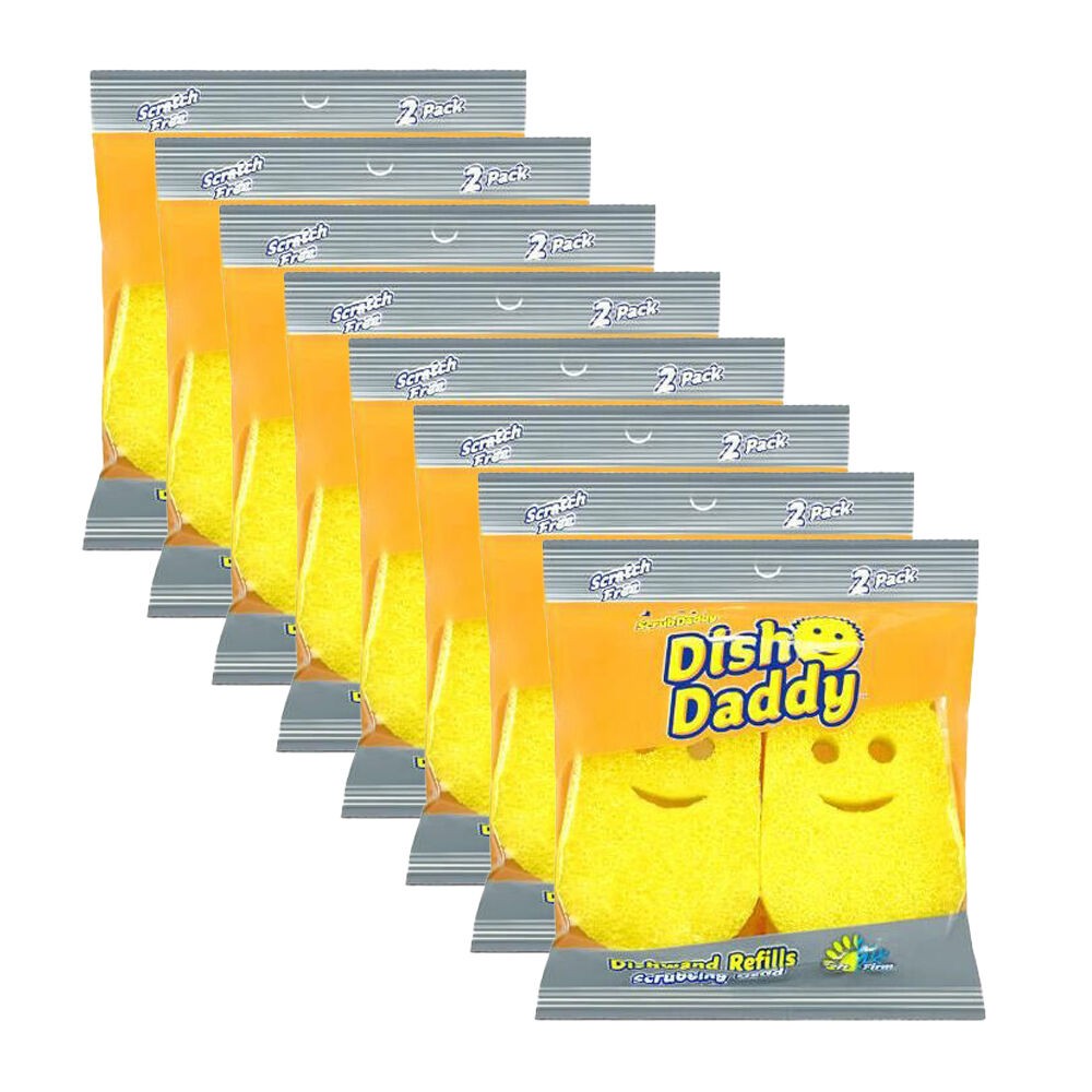 Scrub Daddy Dish Daddy Scrubbing Head Sponge Refill Replacement 8x 2pc Yellow