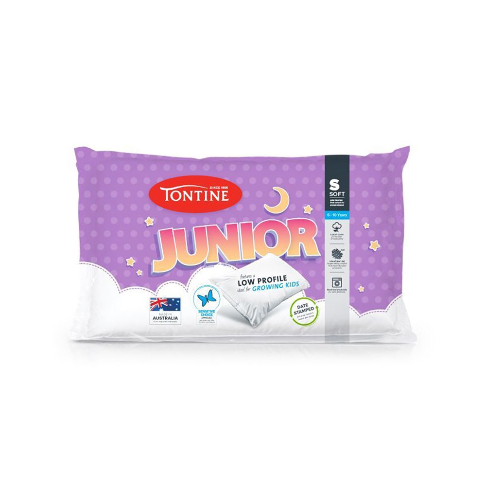 Tontine T2473 Junior Pillow 46x72cm 6-10yrs Soft Cotton Low Profile White