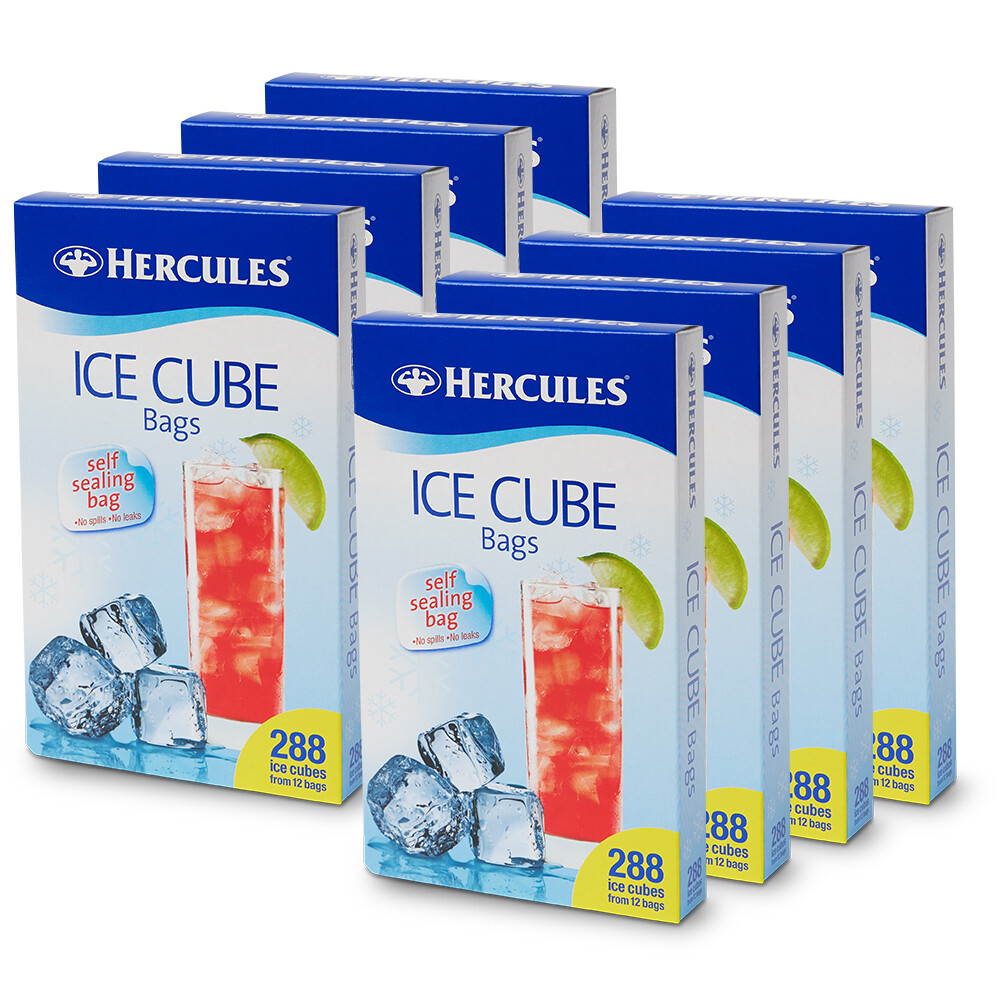 Hercules HICB288_8PK 288 Ice Cube Freezer Bags Self Sealing No Leak Clear
