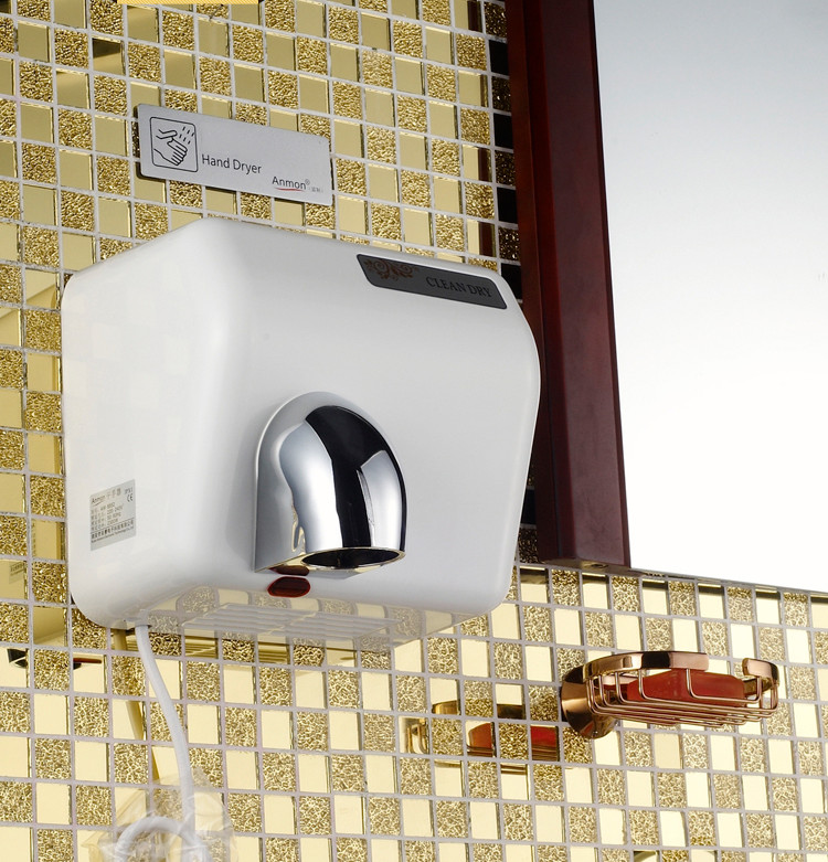 Anmon 2300W Automatic Hand Dryer Wall Mounted Infrared Sensor White ABS