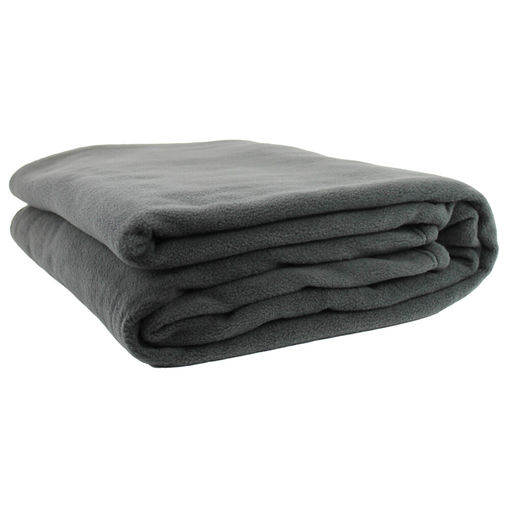 Jason Commercial Single Bed Polar Fleece Blanket 180x245cm Charcoal Warm