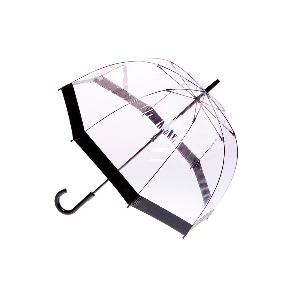 Clifton Womens Walking 87cm Clear Dome Windproof Umbrella Black Border