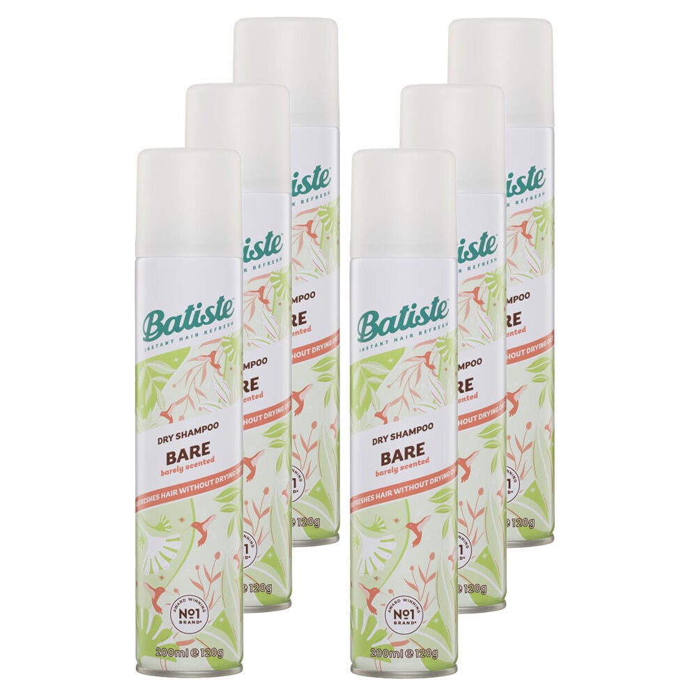 6pc Batiste Bare Dry Shampoo Spray 220ml Deep Cleansing Floral Unisex