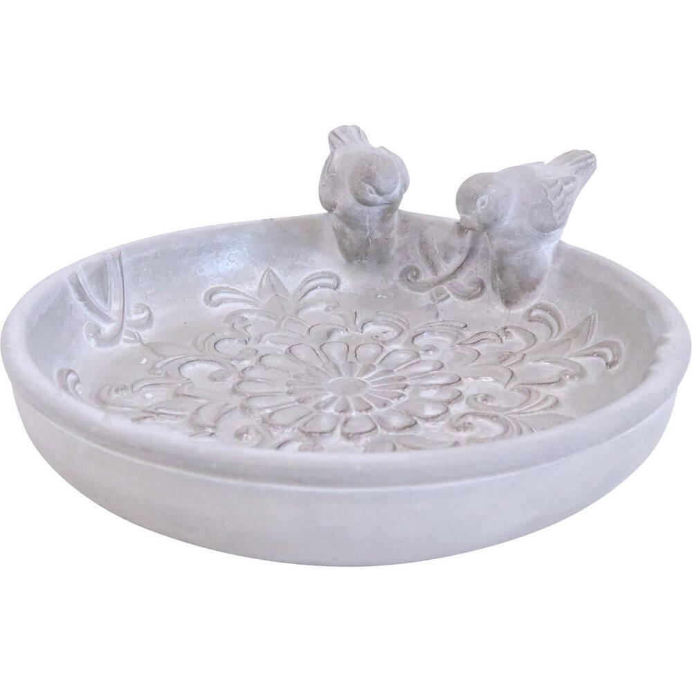 LVD CM6002-1 Concrete Bird Bath Tap Bowl 27x26cm White Outdoor Decor