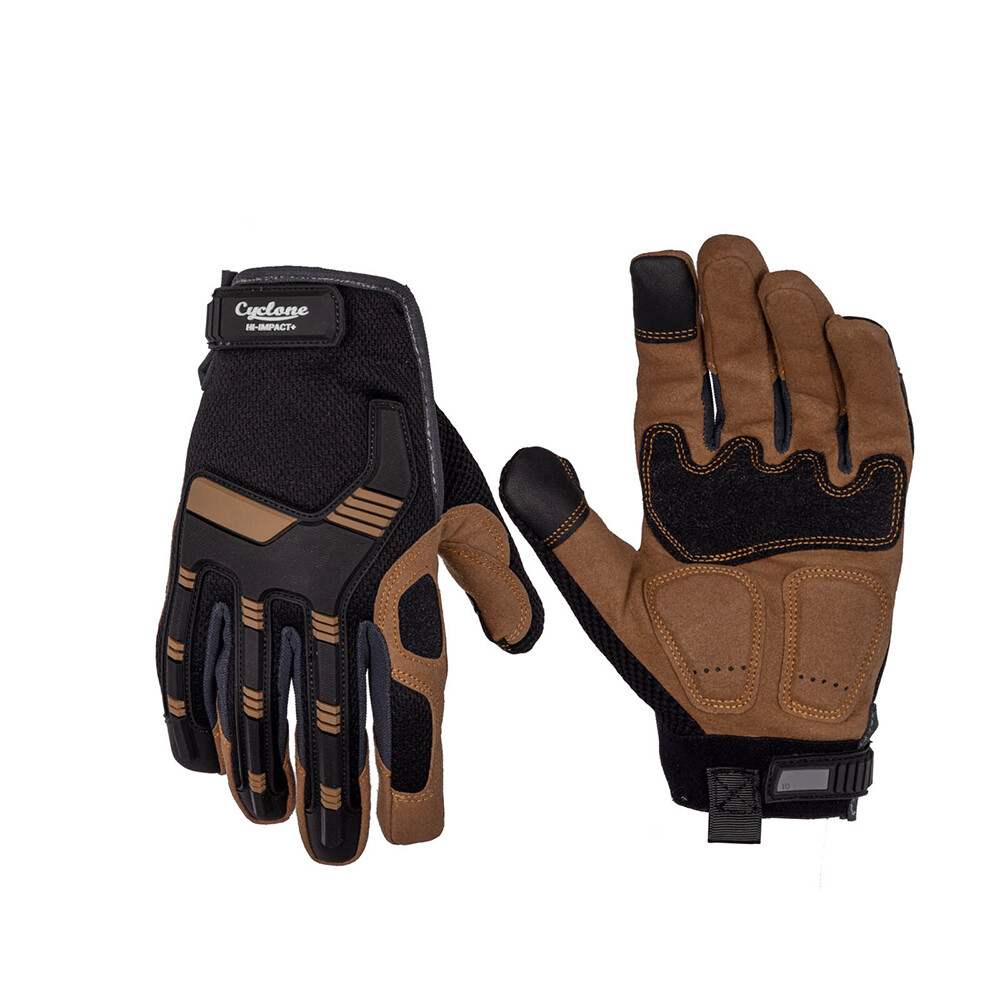 Cyclone 20114373 Medium Hi-Impact Padded Leather Gardening Gloves Black/Brown