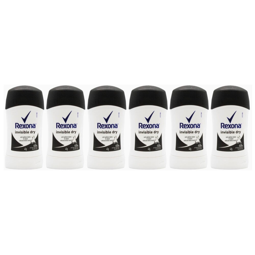 6PK REXONA Invisible Dry Antiperspirant Stick Deodorant 48H Protection 42g