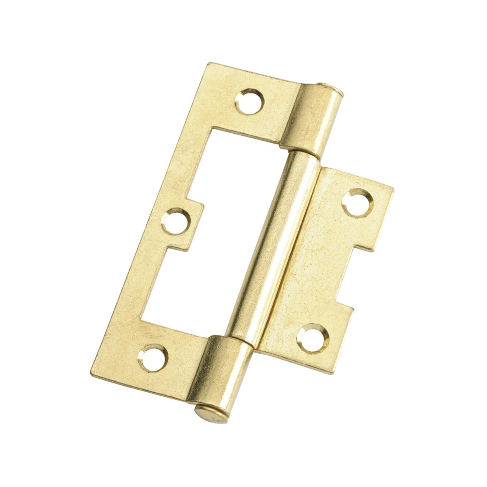 Lane 75 x 47 x 1.6mm Brass Plated Fixed Pin Easy Fit Hinge - 2 pieces