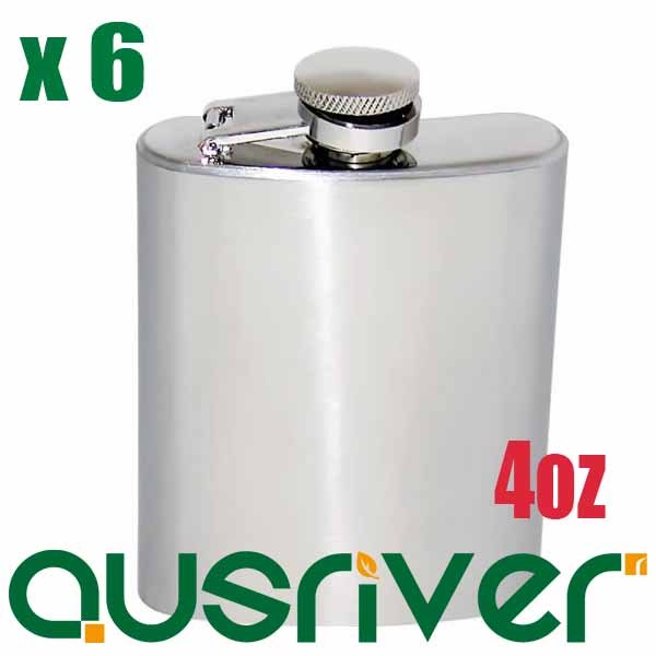 6x Top Quality 4oz Stainless Steel Hip Flask Christmas Gift For Men