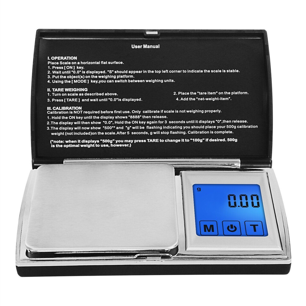 500g/0.01g Portable Digital Scale Medical Jewelry Gold Touch Black 119g