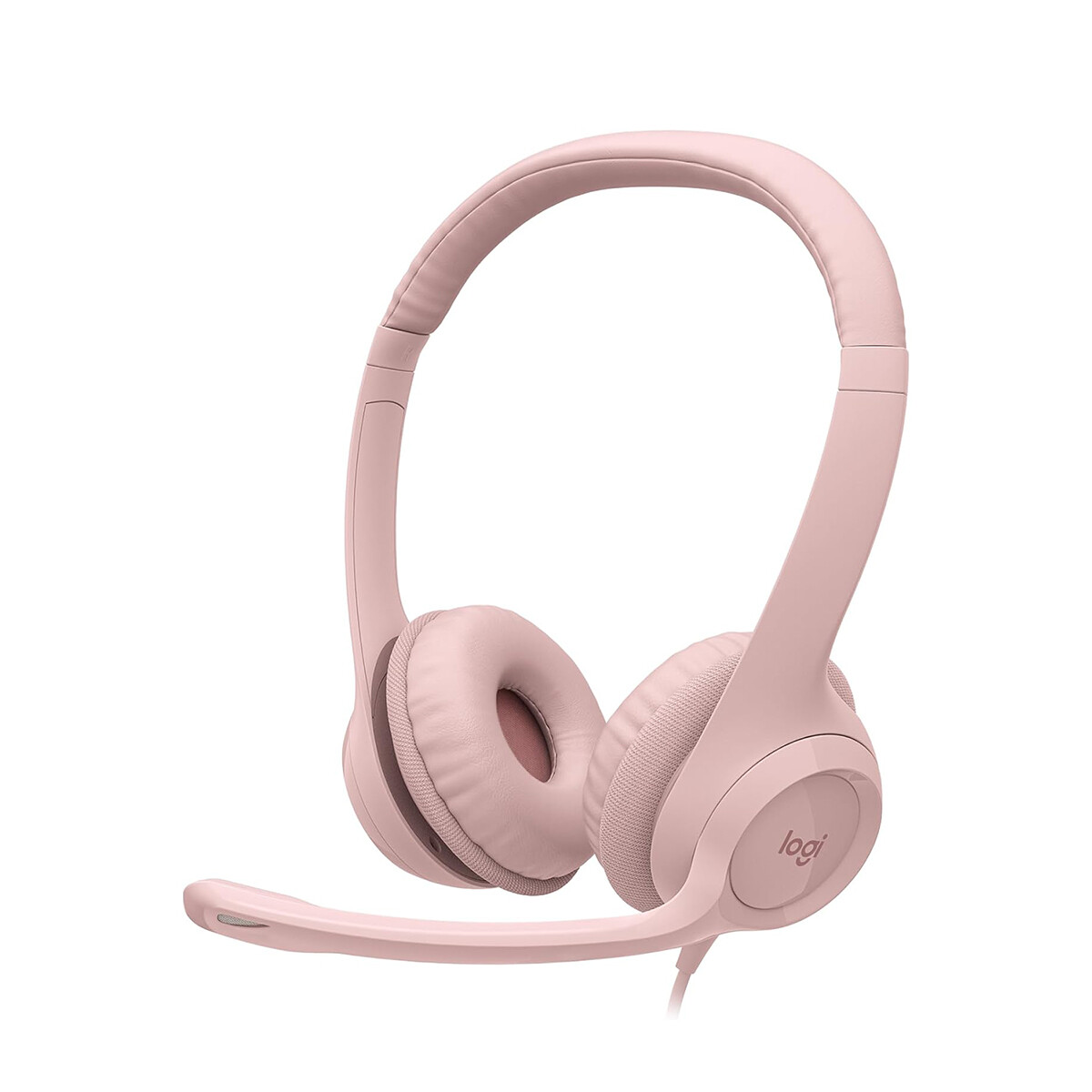 Pink Logitech H390 USB Computer Headset Stereo Noise Cancelling Microphone