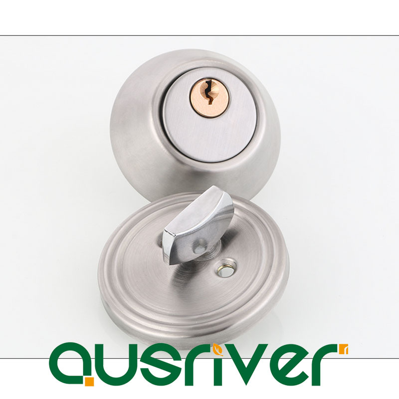 Stainless Steel Door Lock Deadlock Set Round Cylinder Keyed Silver Entry
