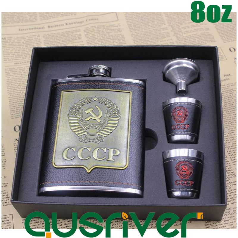 8oz Stainless Steel Silver Hip Flask Liquor Alcohol Bottle 2Cups Funnel Set Gift