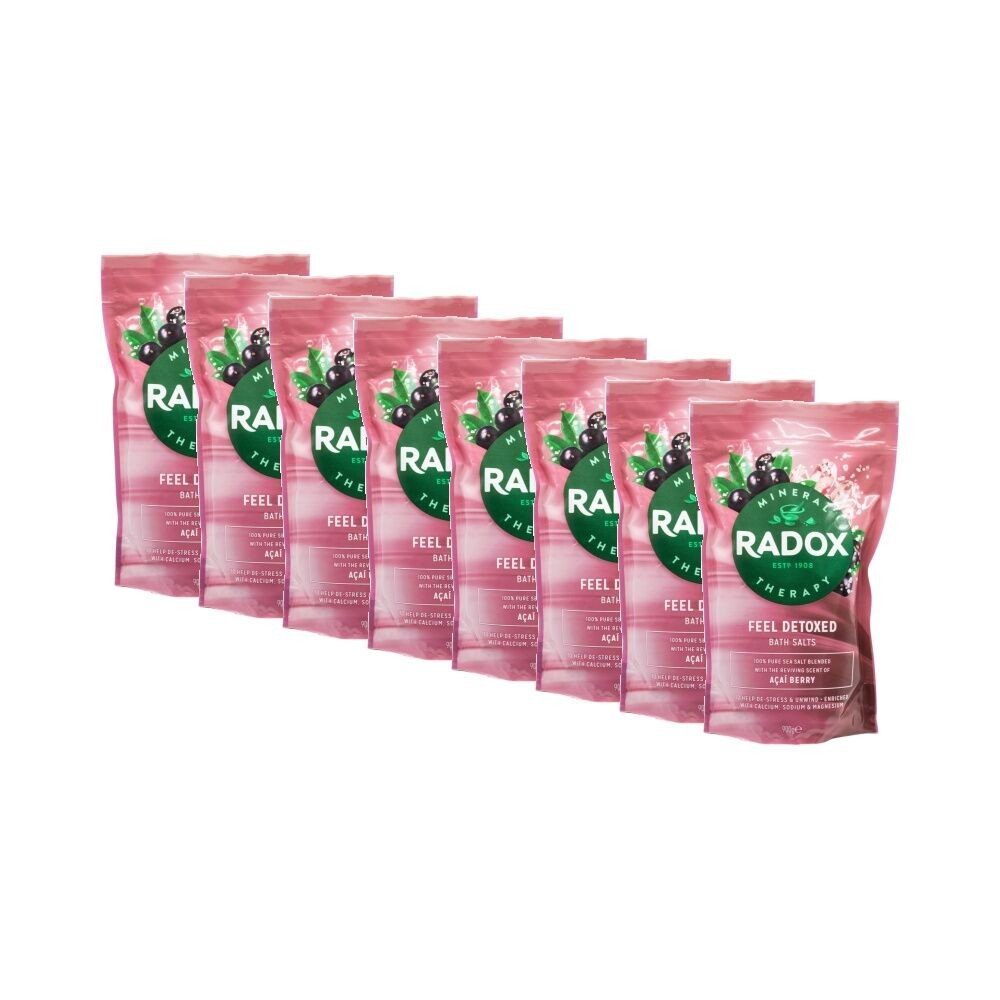 Radox 8PK Bath Salts Feel Detoxed w/Calcium Sodium Magnesium 900g Acai Berry