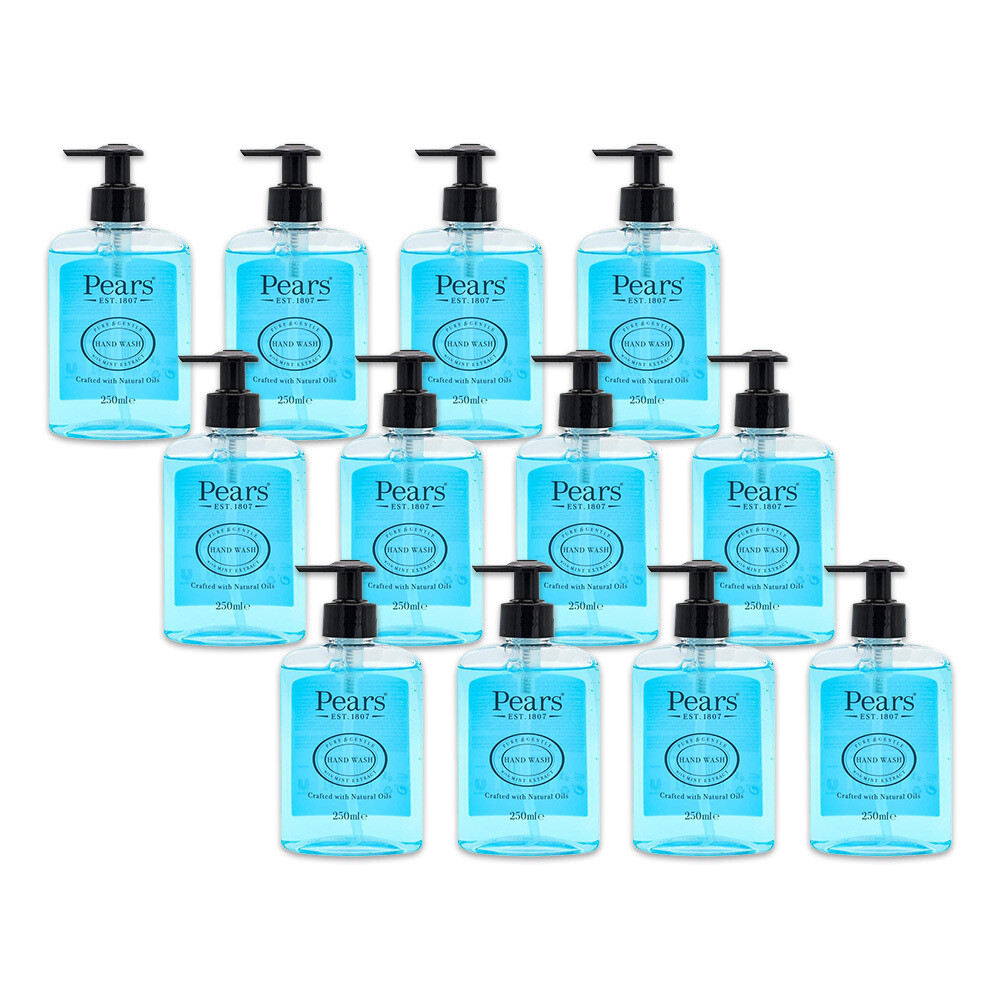 12x PEARS Pure & Gentle 250ml Liquid Hand Wash Cleanser Pump Mint Extracts Blue