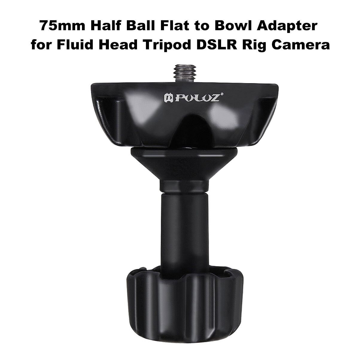 PULUZ PU3503_BLK 75mm Half Ball Flat to Bowl Adapter Quick Release Plate