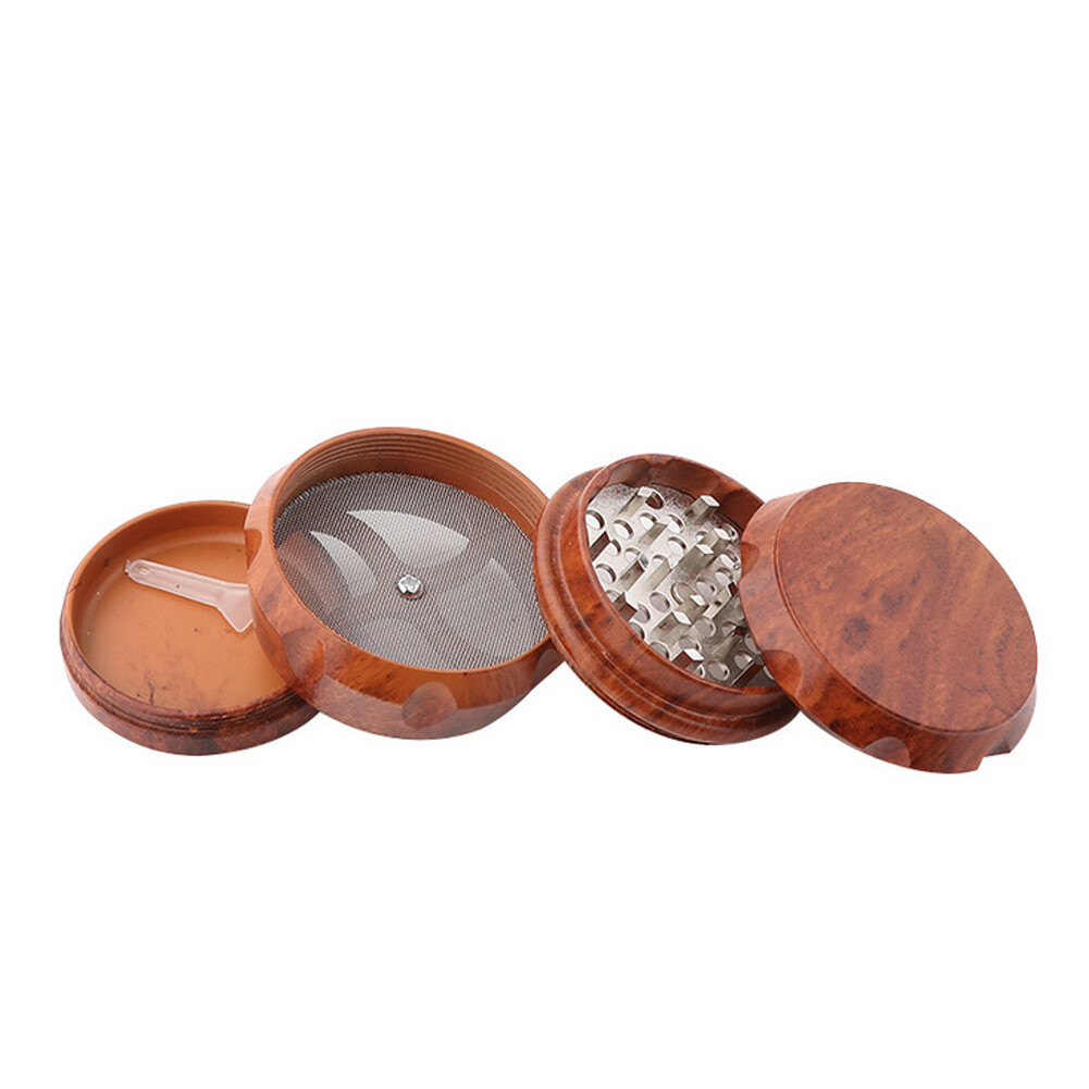 4-Layer Herb Tobacco Grinder 63mm Resin Hand Crank Spice Crusher Red 46mm