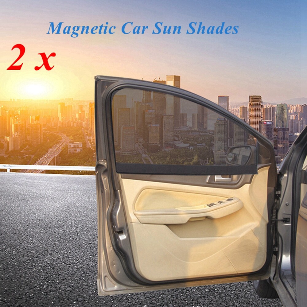 2 Universal Car Window Shades Magnetic Anti-UV Socks Front Seats Side Window