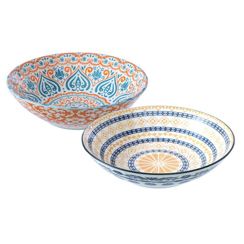 2x Lemon & Lime Moroccan Deco Ceramic Serving Food/Soup Bowl 23x6cm