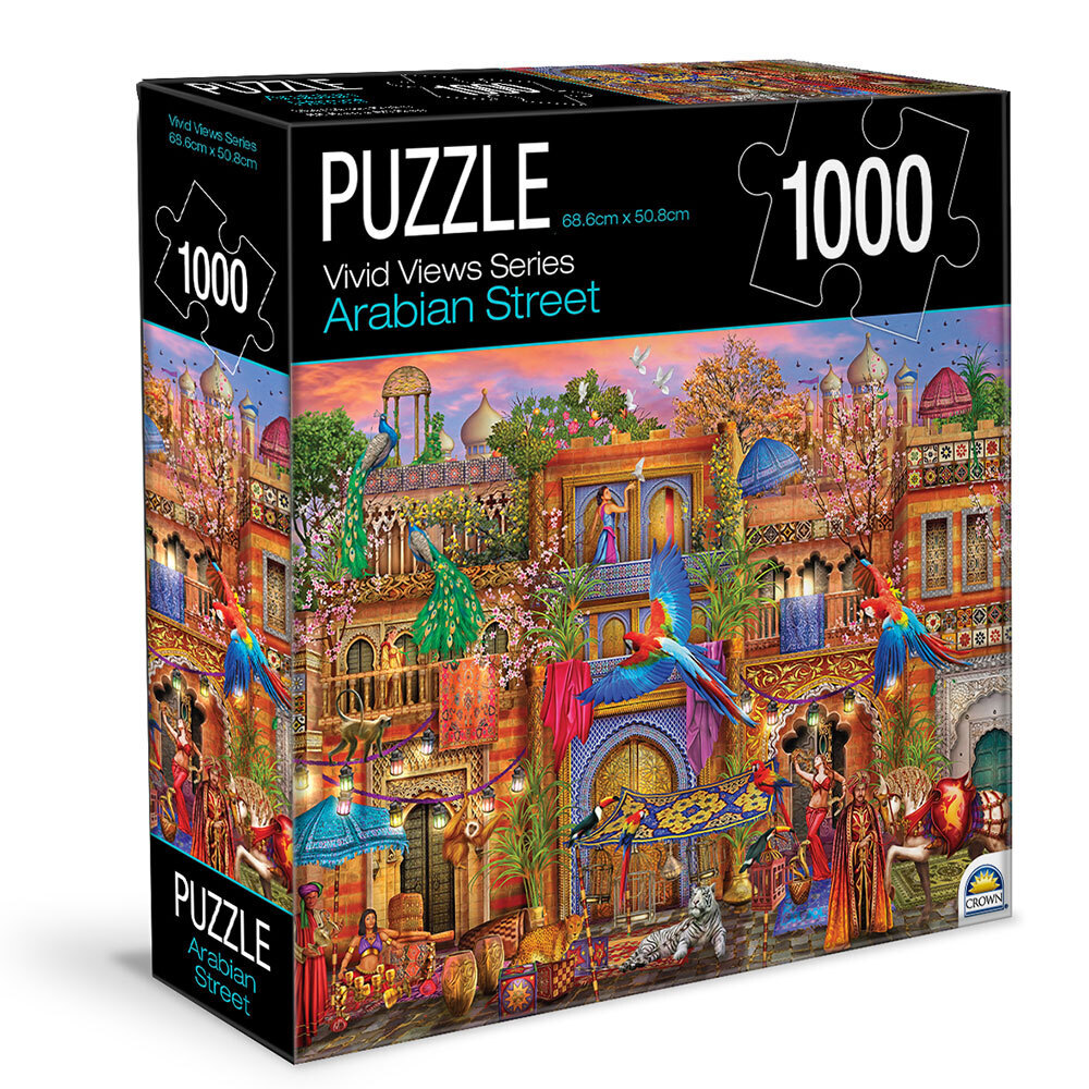 Crown 1000pc Vivid Views Arabian Street Jigsaw Puzzle 68.6cm x 50.8cm 15y