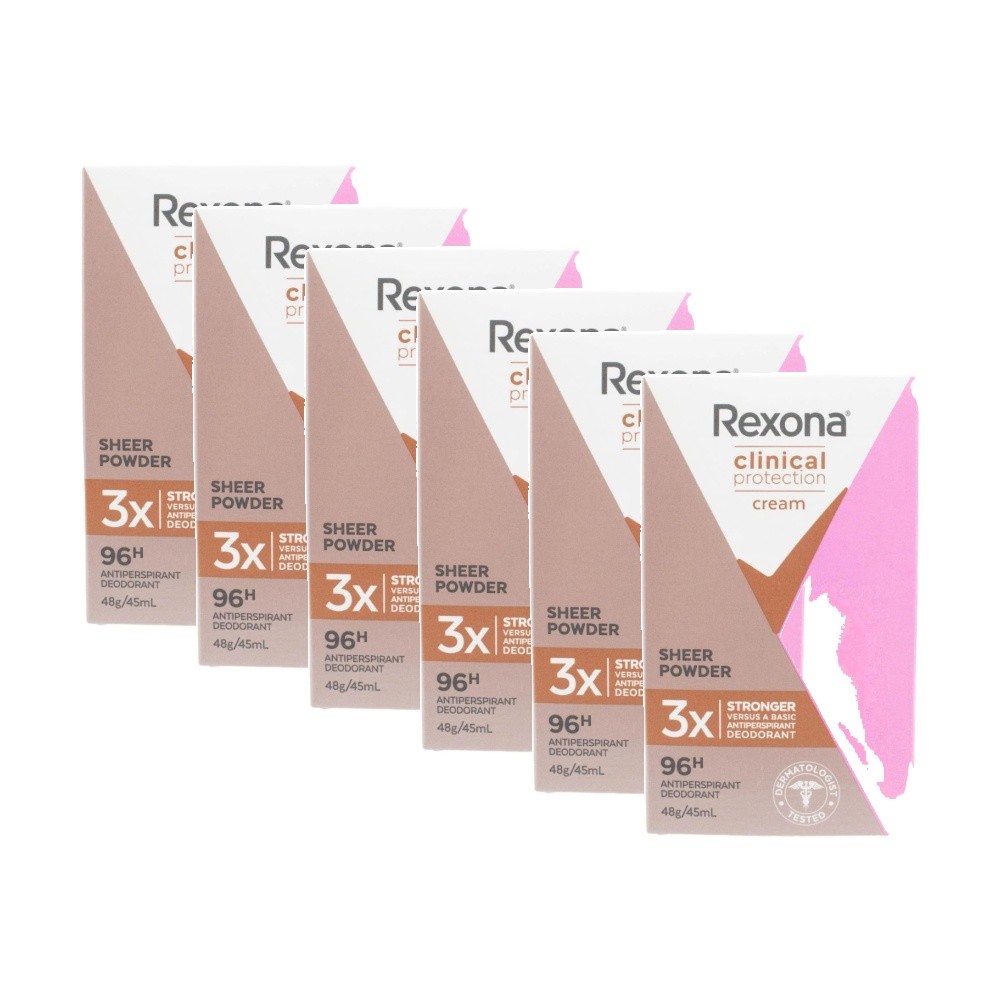 6PK Rexona Women Clinical Protection Antiperspirant Deodorant Cream 48 Powder