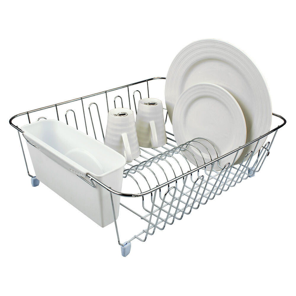 D.line 4581W Large Dish/Plate Drainer Caddy Sink Drying Rack White 44.5cm