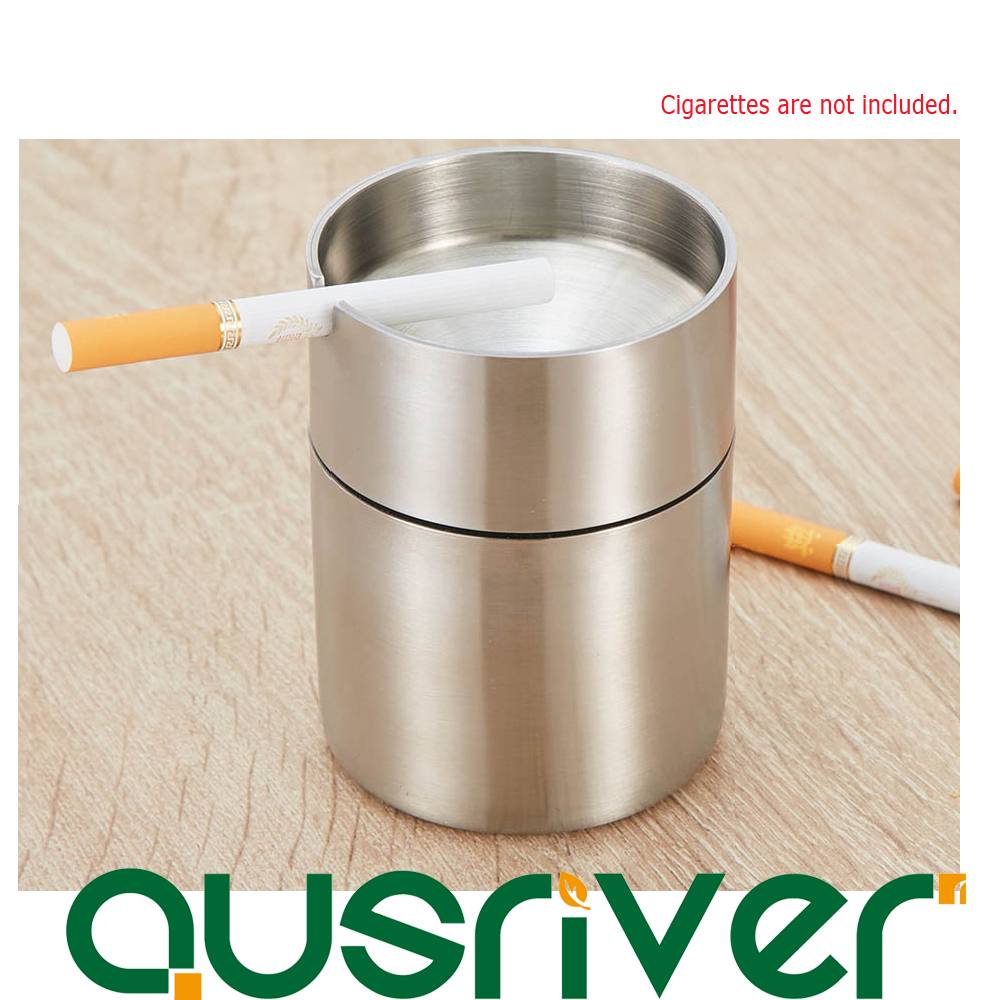 Stainless Steel Cigarette Ashtray Combined Smoke Holder Gift Bar Car Auto Home