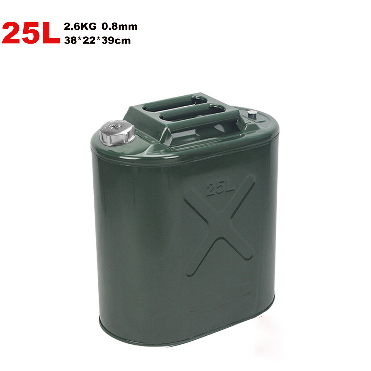 25L Portable Jerry Can Petrol Fuel Tank Container Carbon Steel Aluminium Cap