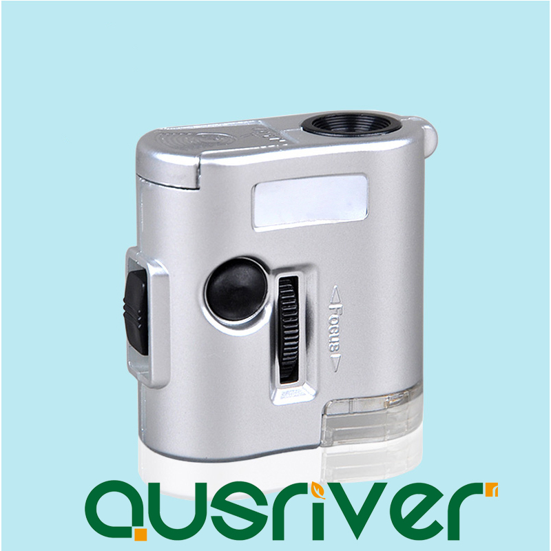 Mini Portable Microscope 60x Magnification LED Light Magnifier Loupe