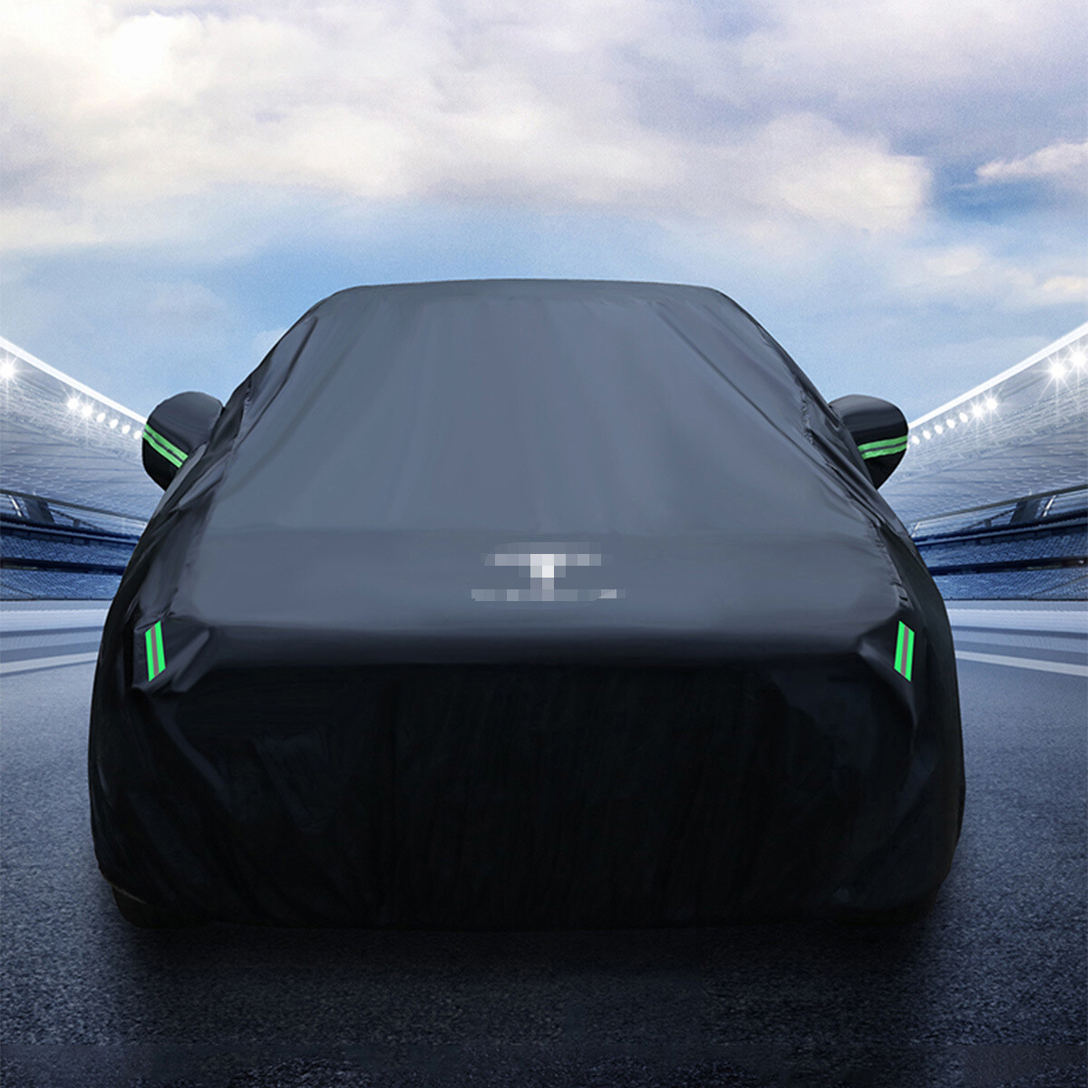 Car Cover Waterproof Rain/UV/Dust Resistant Outdoor Black Foldable Tesla Model Y