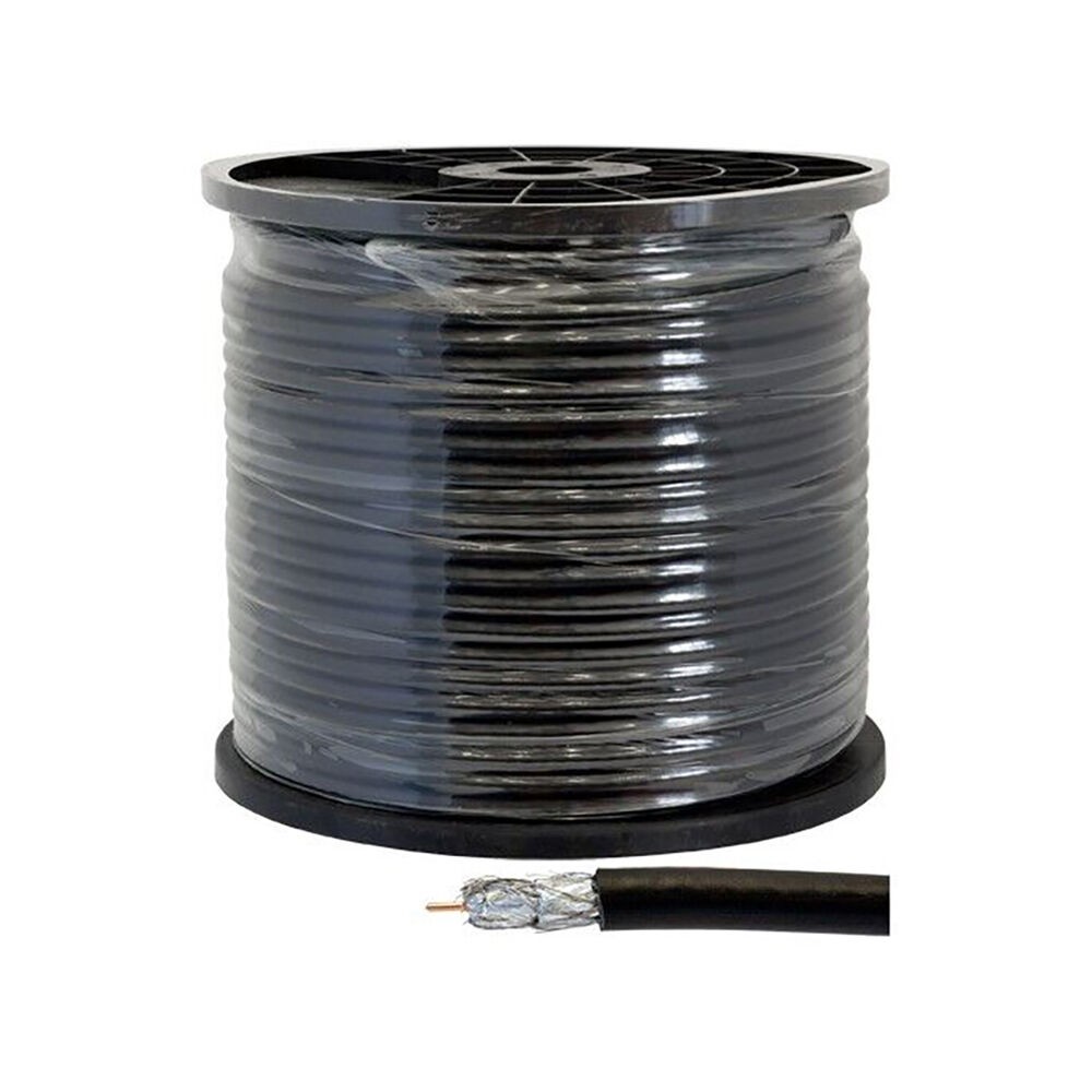 Doss RG6 Quad Shield 75 OHM Coaxial Cable Cord Lead Reel Roll Black 100M