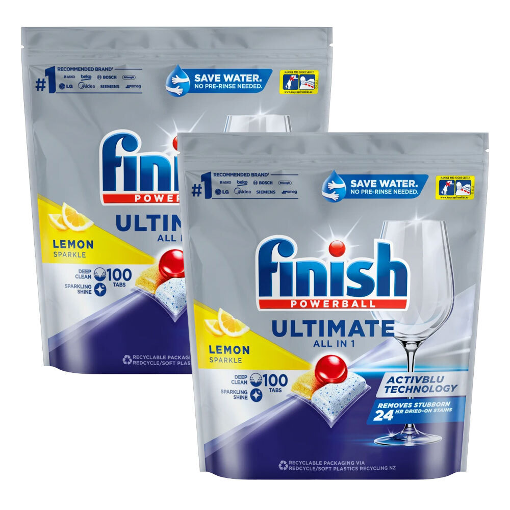 Finish 200 Powerball All-in-One Dishwashing Tablets Lemon Sparkle 2 x 100 Pack
