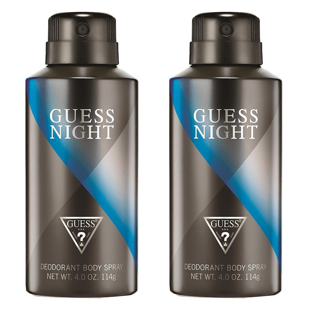 2x GUESS Night Mens Designer Fragrance Cologne 150ml Vanilla Deodorant Spray
