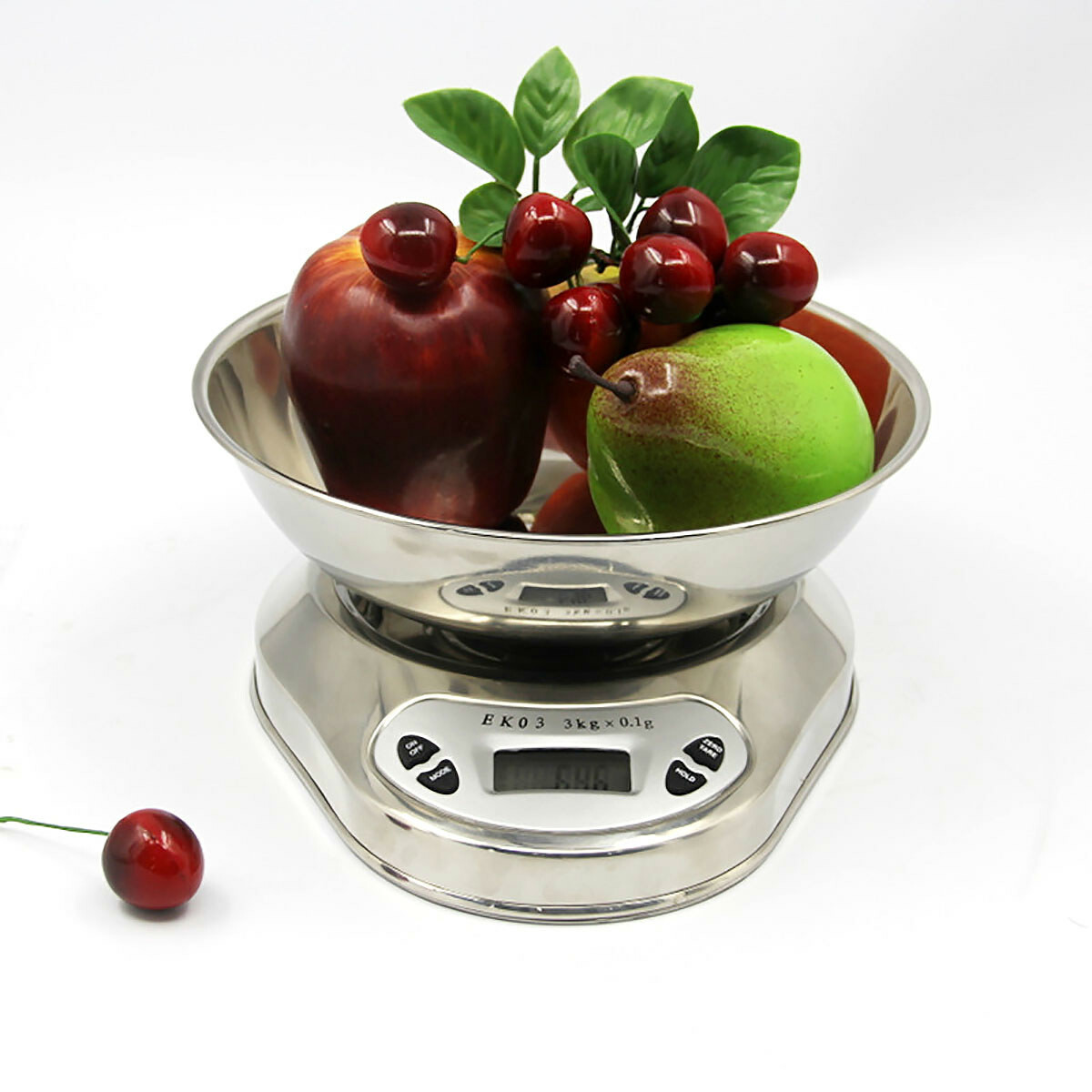 3kg/0.1g Electronic Digital Kitchen Scale Silver LED Backlight Stainless Steel