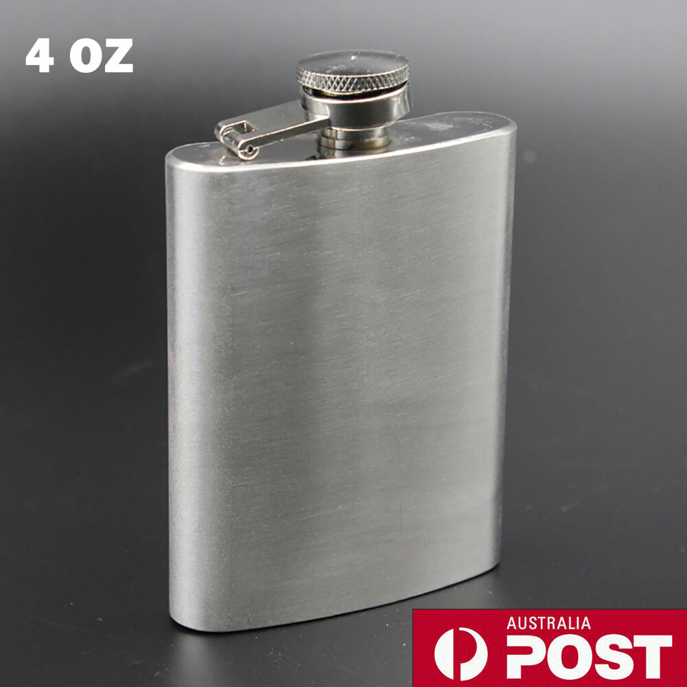 Portable Pocket 4oz Stainless Steel Leak Proof Silver Hip Flask Gift Man Dad