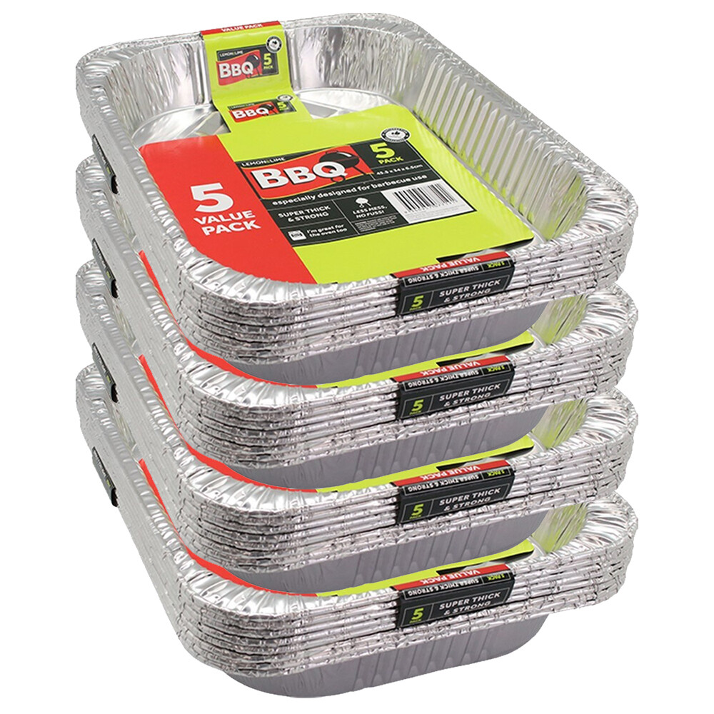 20pc Lemon & Lime 45.5cm Disposable Aluminium Foil BBQ/Oven Tray Container